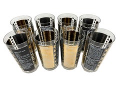 Eight Vintage "Goren Point System" Bridge Themed Highball Glasses