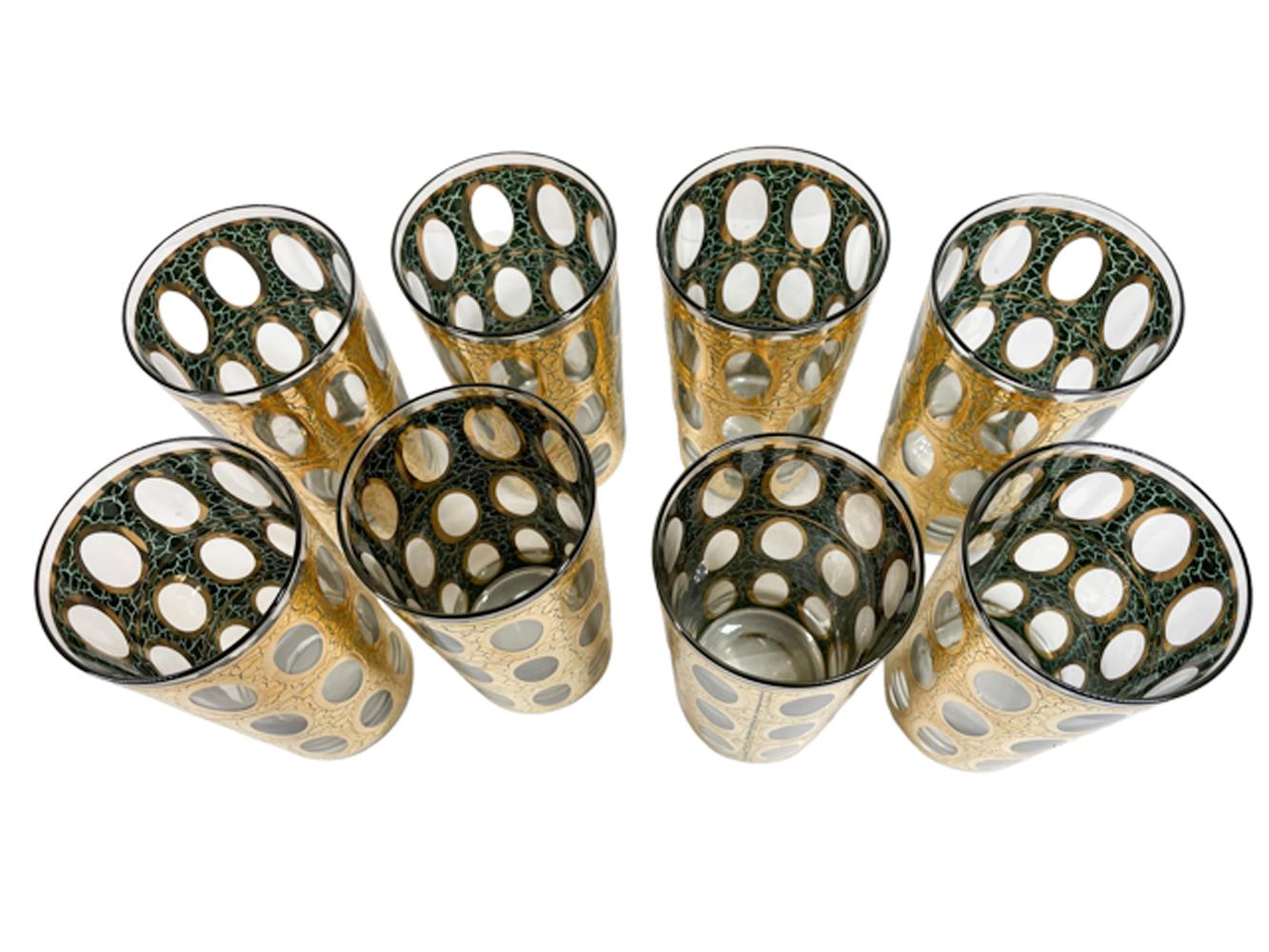 Eight mid 20th century highball glasses by Culver, LTD in the 