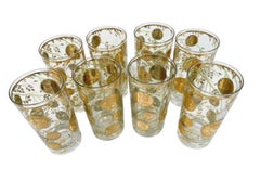 Eight Vintage Highball Glasses in the "Midas" Pattern by Culver Glassware