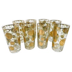 Eight Vintage Highball Glasses in the "Midas" Pattern by Culver Glassware