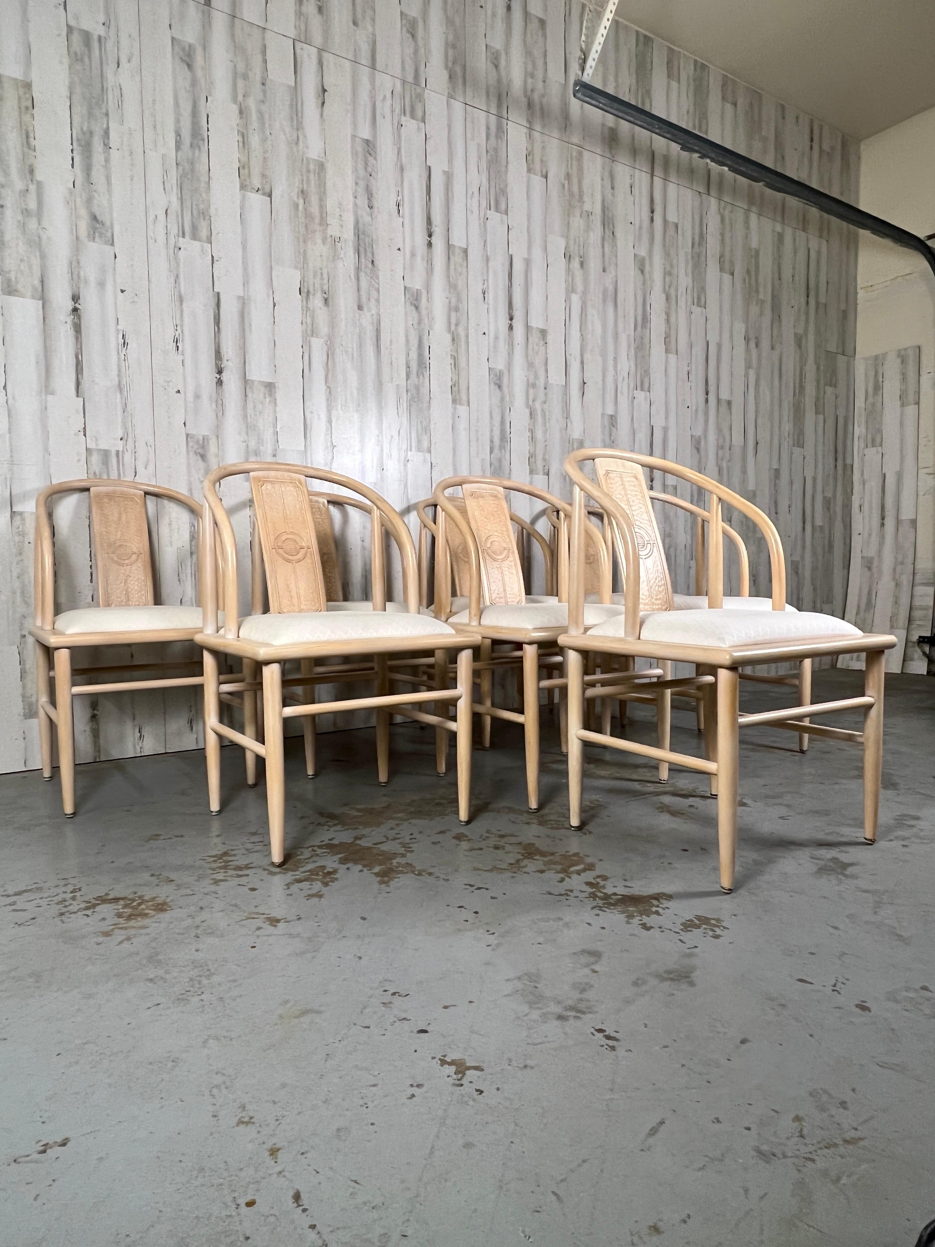 Cerused Eight Vintage Horseshoe Dining Chairs For Sale