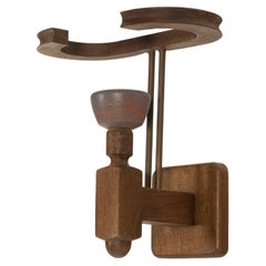 Ocho candelabros vintage de roble y cerámica de Guillerme & Chambon, Francia, años 60