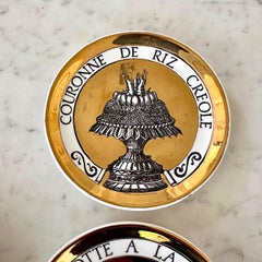 Eight Vintage Piero Fornasetti Coasters, Called DINNER AT EIGHT French Foods