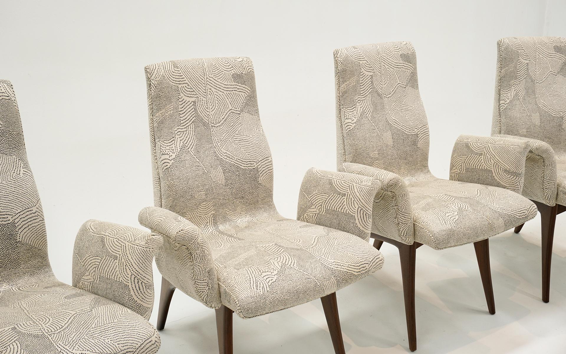 Mid-Century Modern Eight Vladimir Kagan Dining Chairs with Arms.  Excellent Condition. For Sale