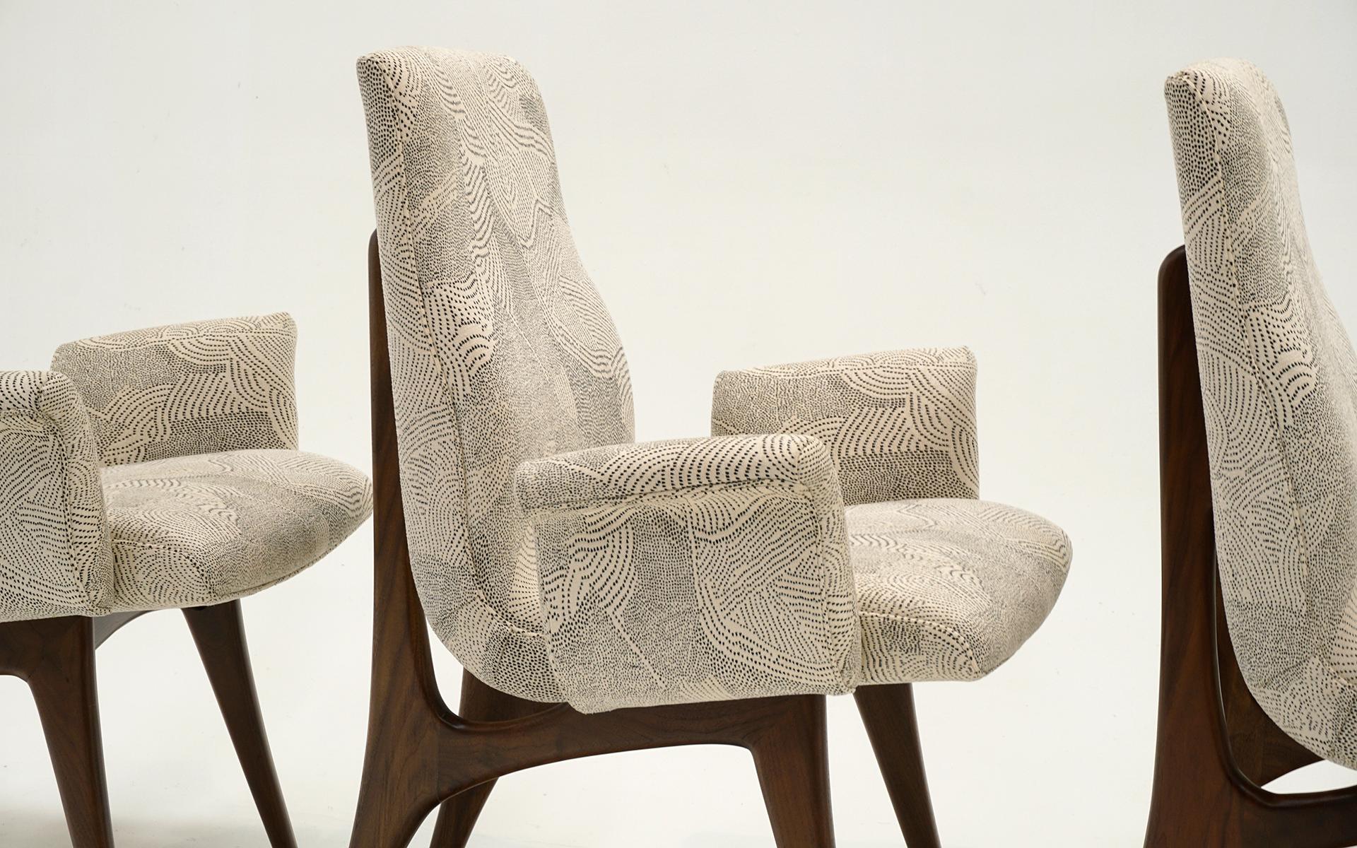 Upholstery Eight Vladimir Kagan Dining Chairs with Arms.  Excellent Condition. For Sale