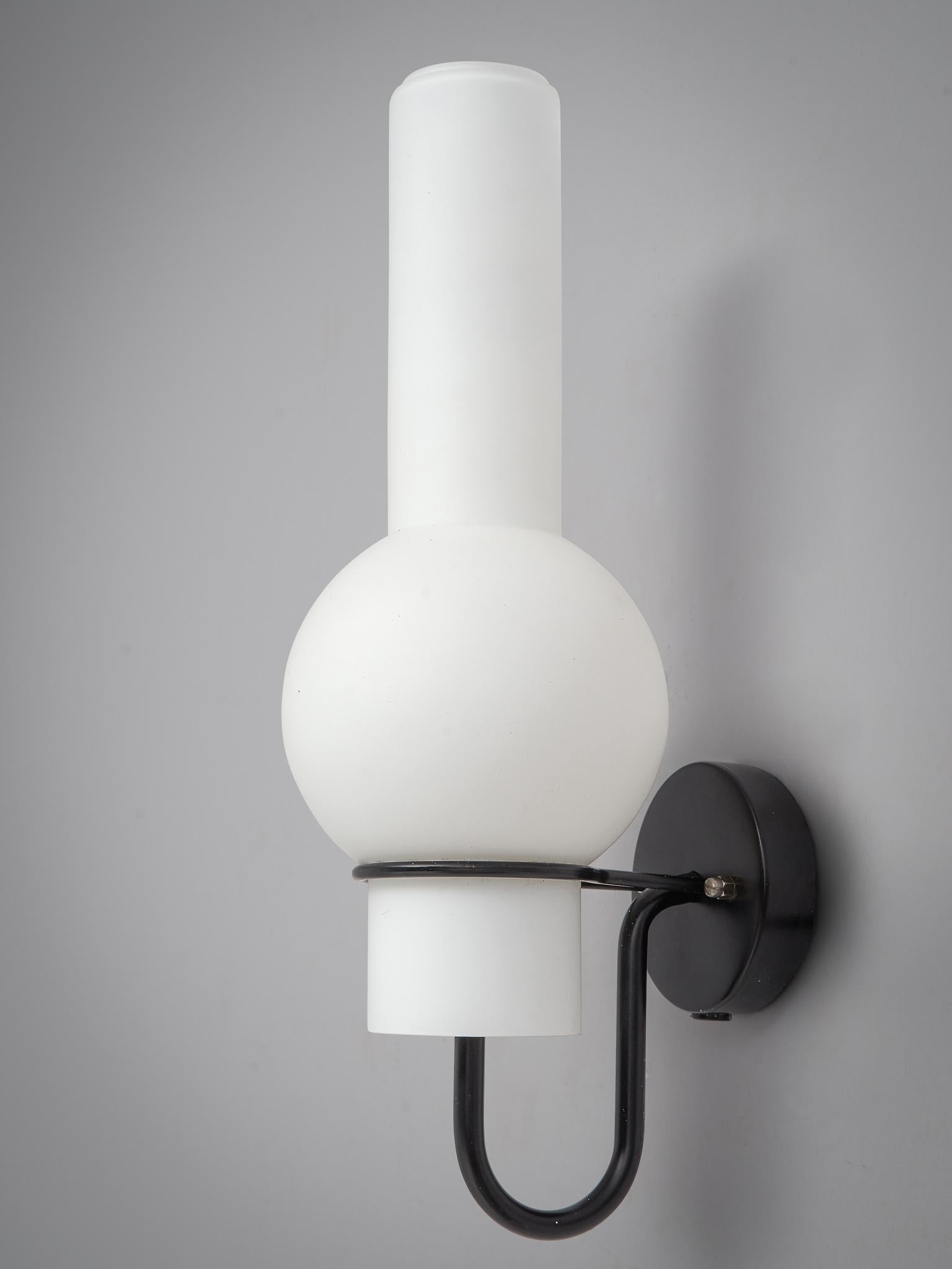 Mid-20th Century Eight Wall Lights in Opaline Glass by RAAK
