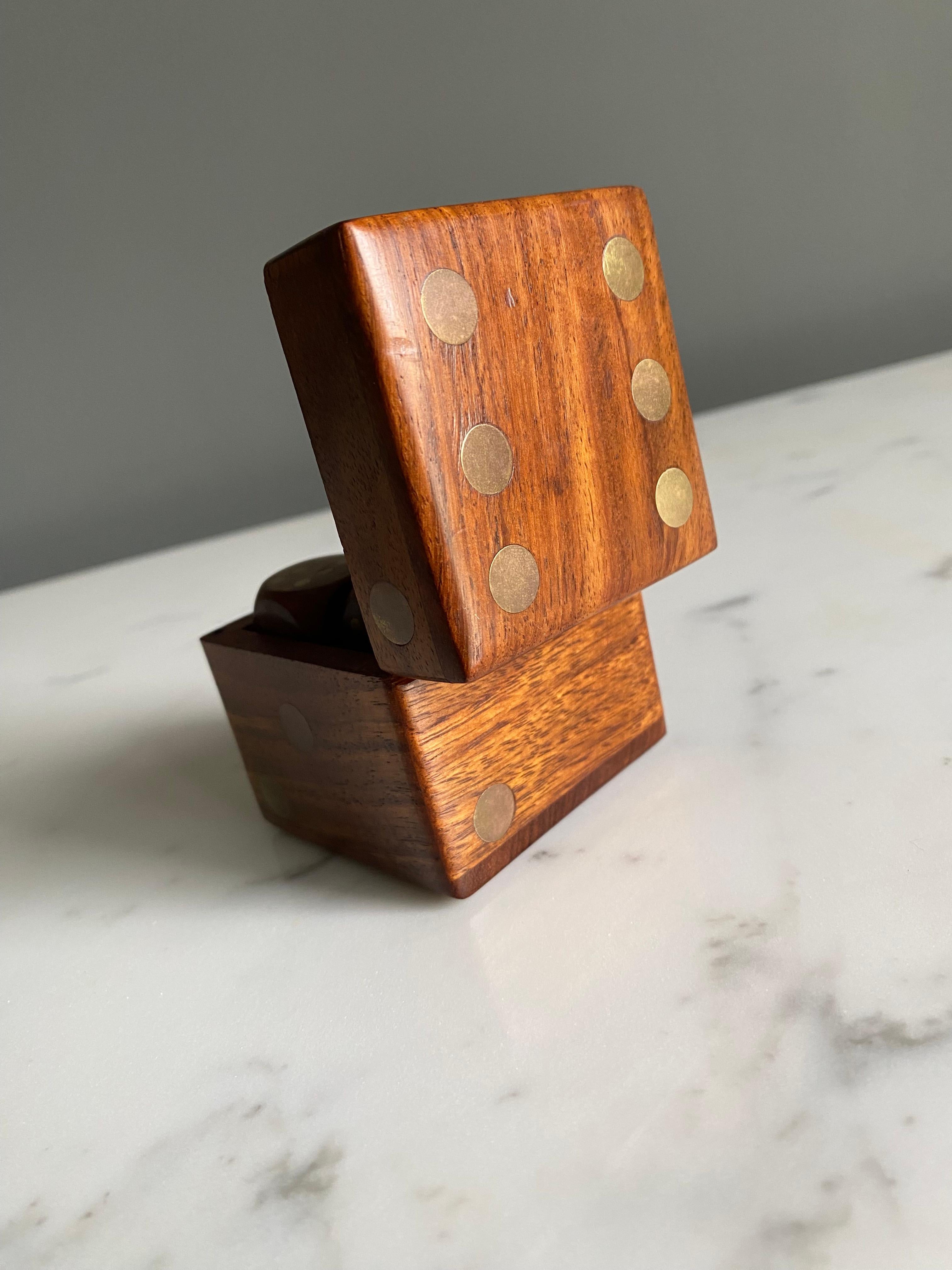 Eight Wood Dice Set with Case For Sale 8