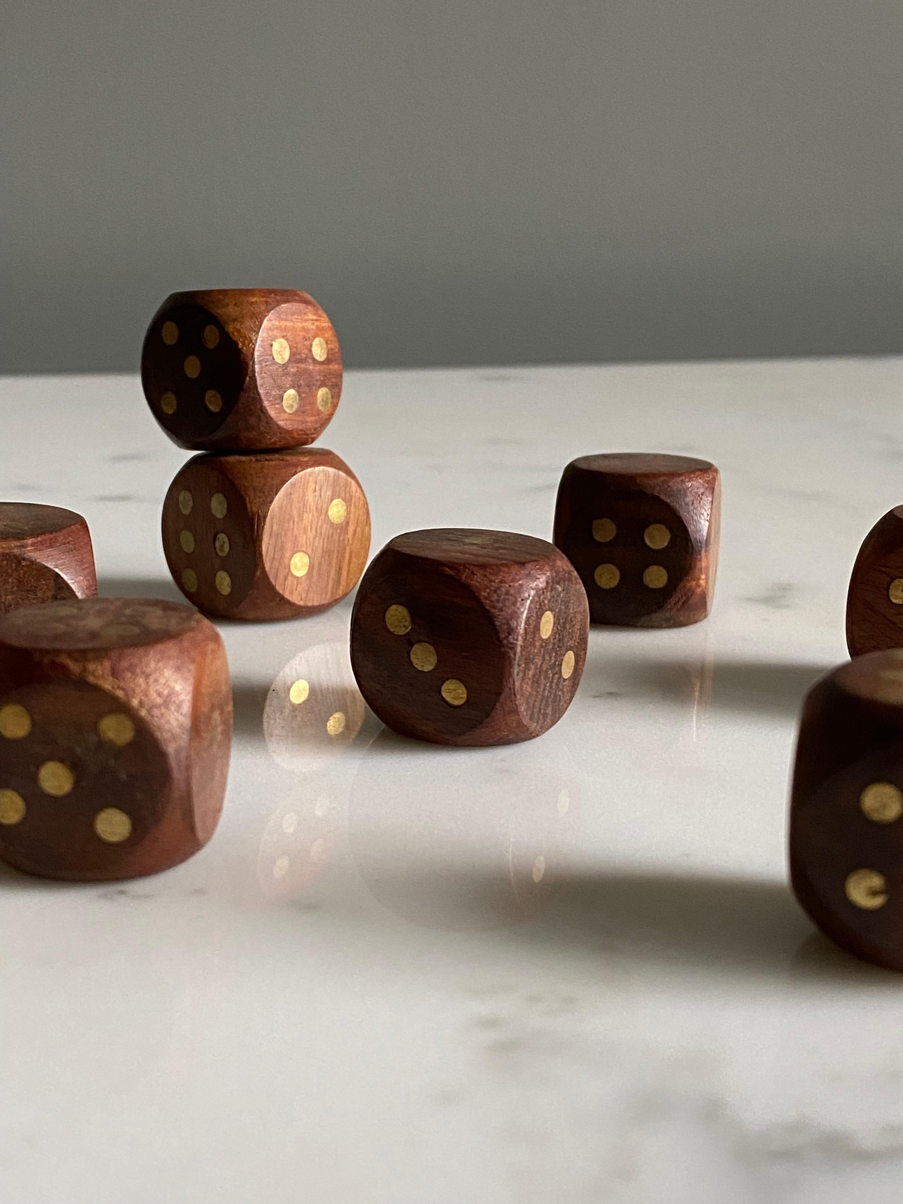 Unknown Eight Wood Dice Set with Case For Sale