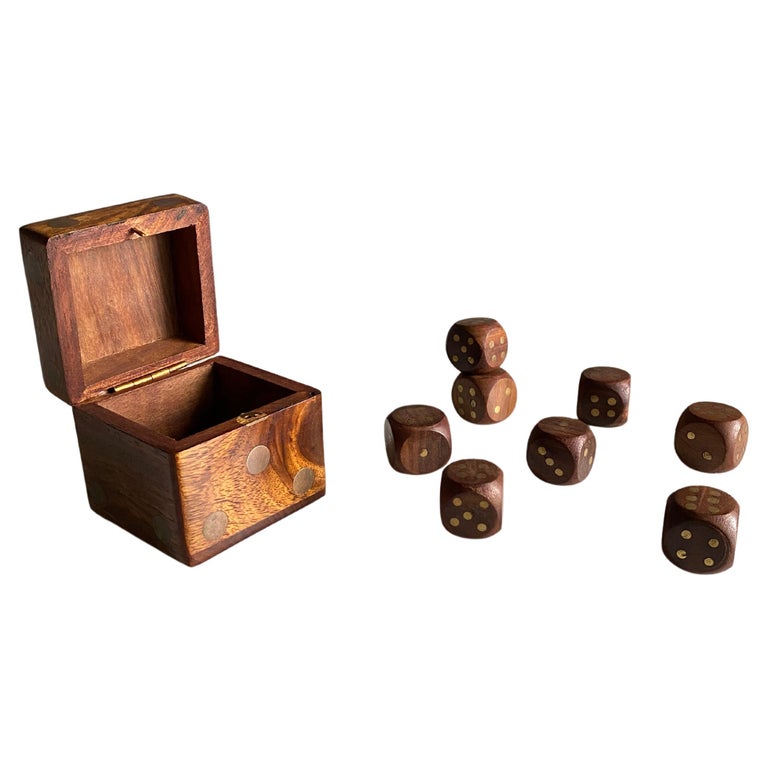 Eight Wood Dice Set with Case For Sale at 1stDibs
