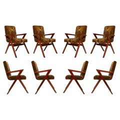 Huit chaises de salle à manger Zet en velours Tiger Mountain par Dedar, Vintola Studio