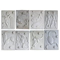 Eight Zodiac Relief Signs, Artificial Stone, c. 1940