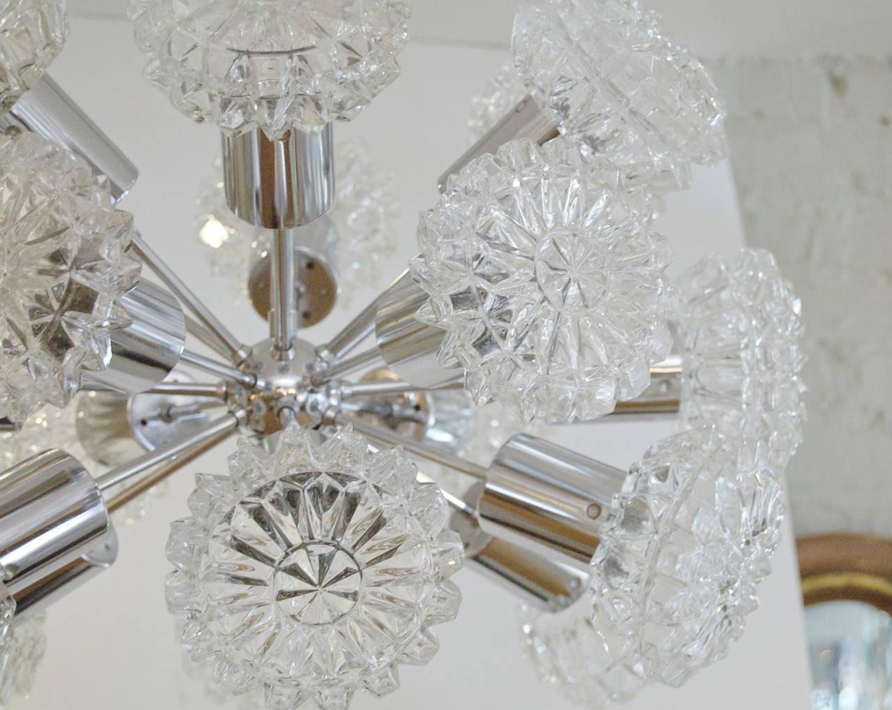 Glass Eighteen-Arm Richard Essig Sputnik Chandelier For Sale