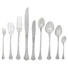 Used EIGHTEEN CENTURY sterling silver flatware set patented in 1971 by Reed & Barton