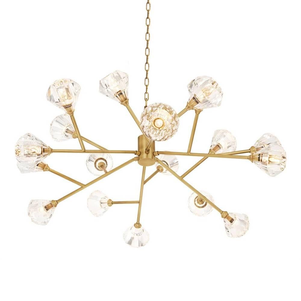 Chinese Eighteen-Light Chandelier in Antique Brass or Nickel Finish