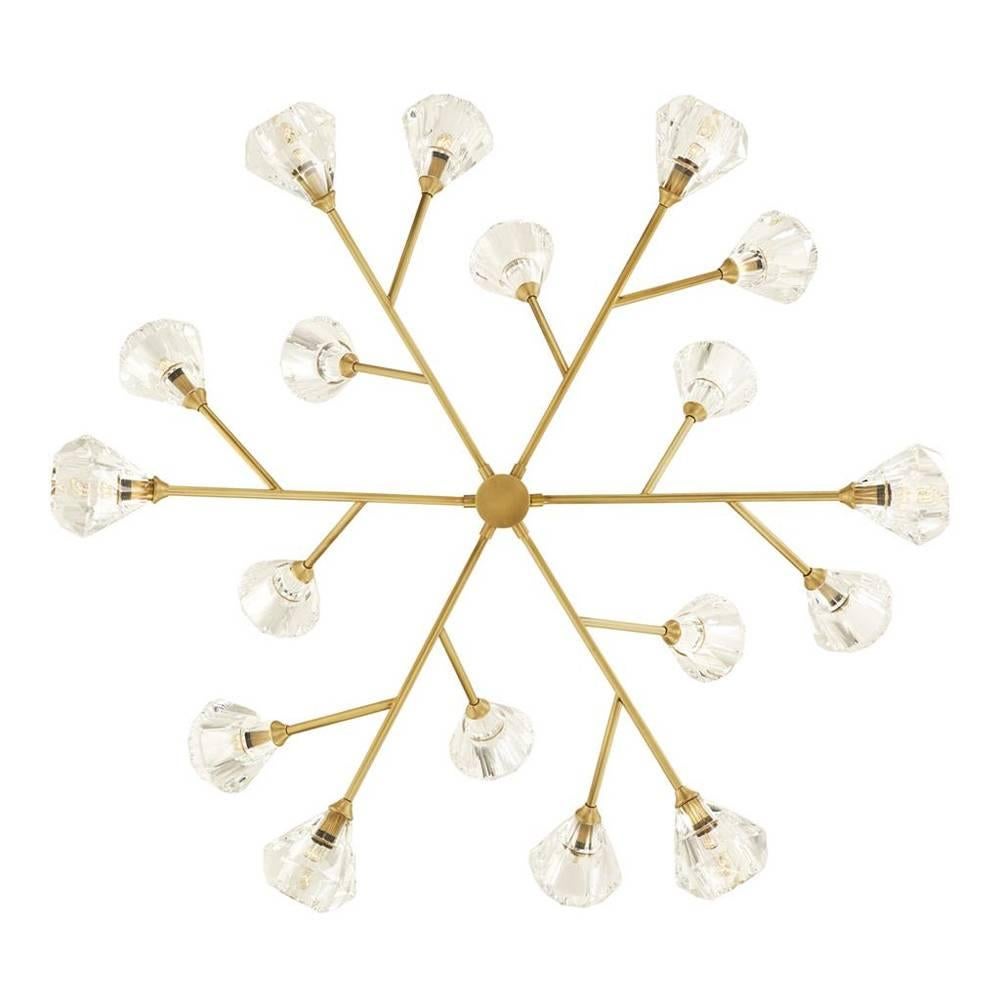 Hand-Crafted Eighteen-Light Chandelier in Antique Brass or Nickel Finish