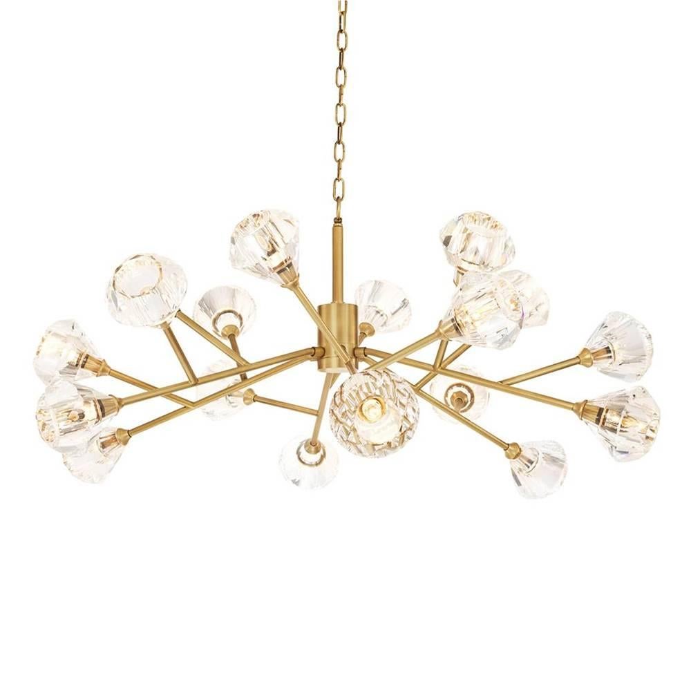 Eighteen-Light Chandelier in Antique Brass or Nickel Finish