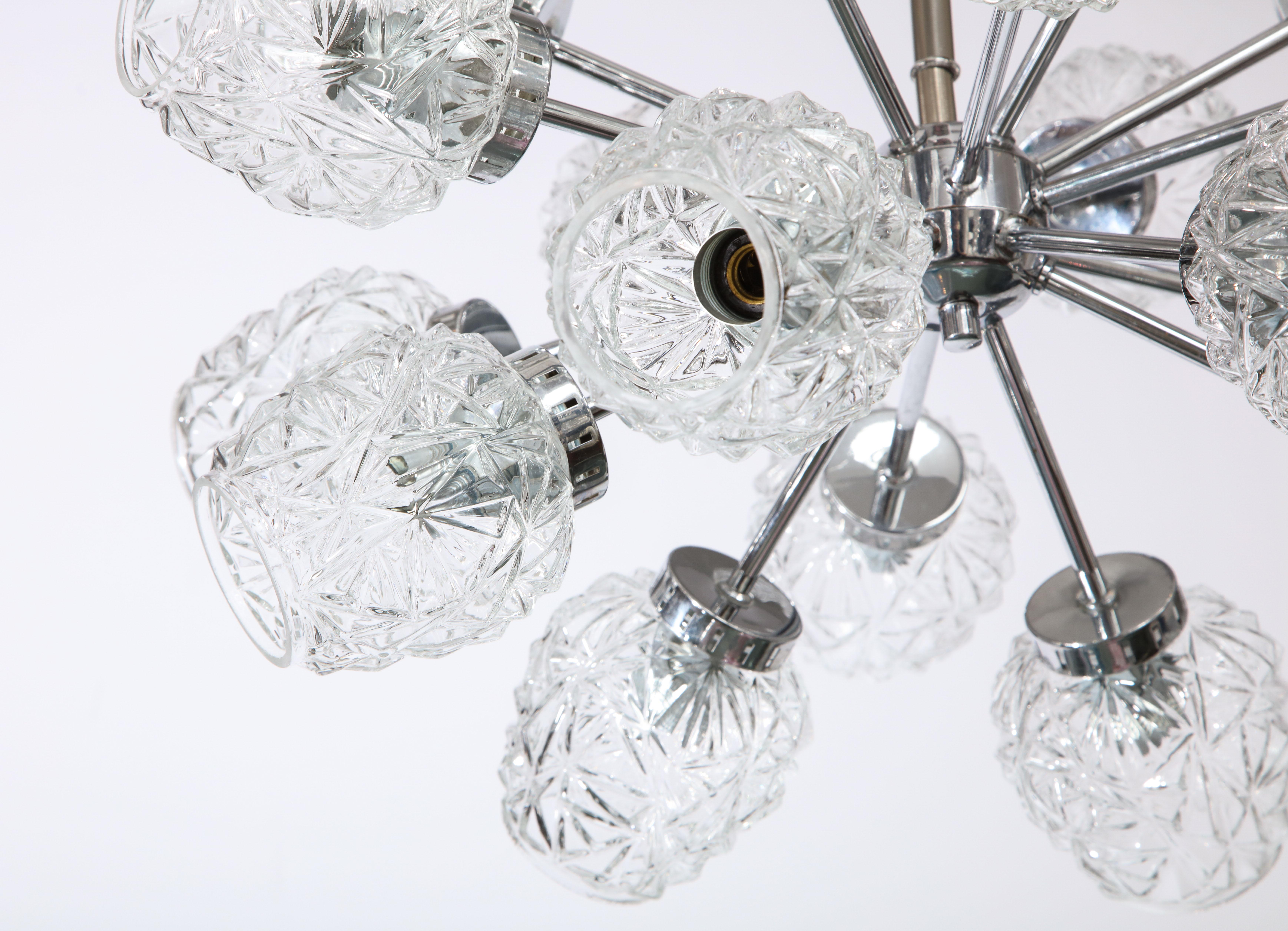 German Eighteen Cut Glass Globe Chandelier For Sale