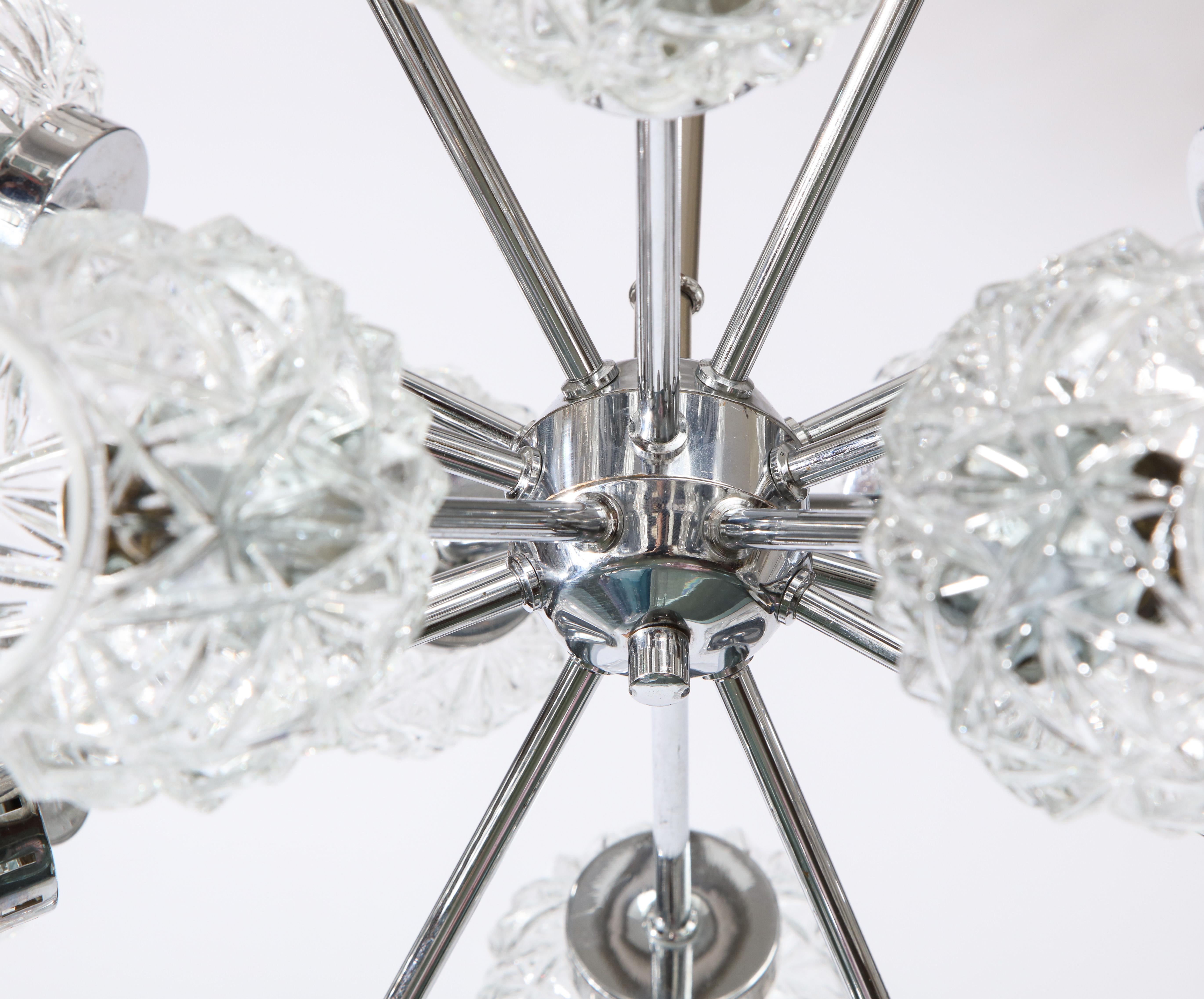 Eighteen Cut Glass Globe Chandelier In Good Condition For Sale In New York, NY