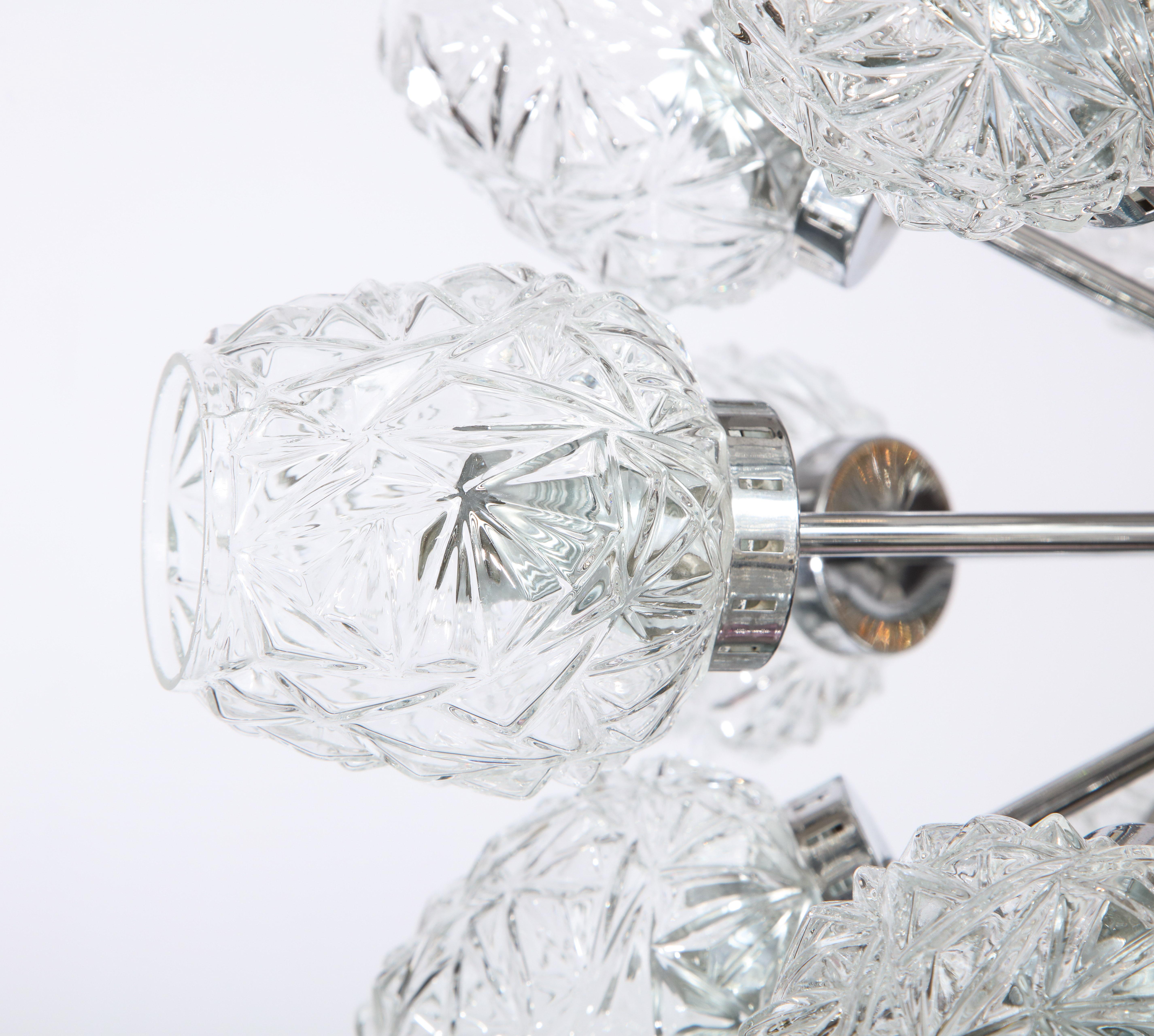 Mid-20th Century Eighteen Cut Glass Globe Chandelier For Sale