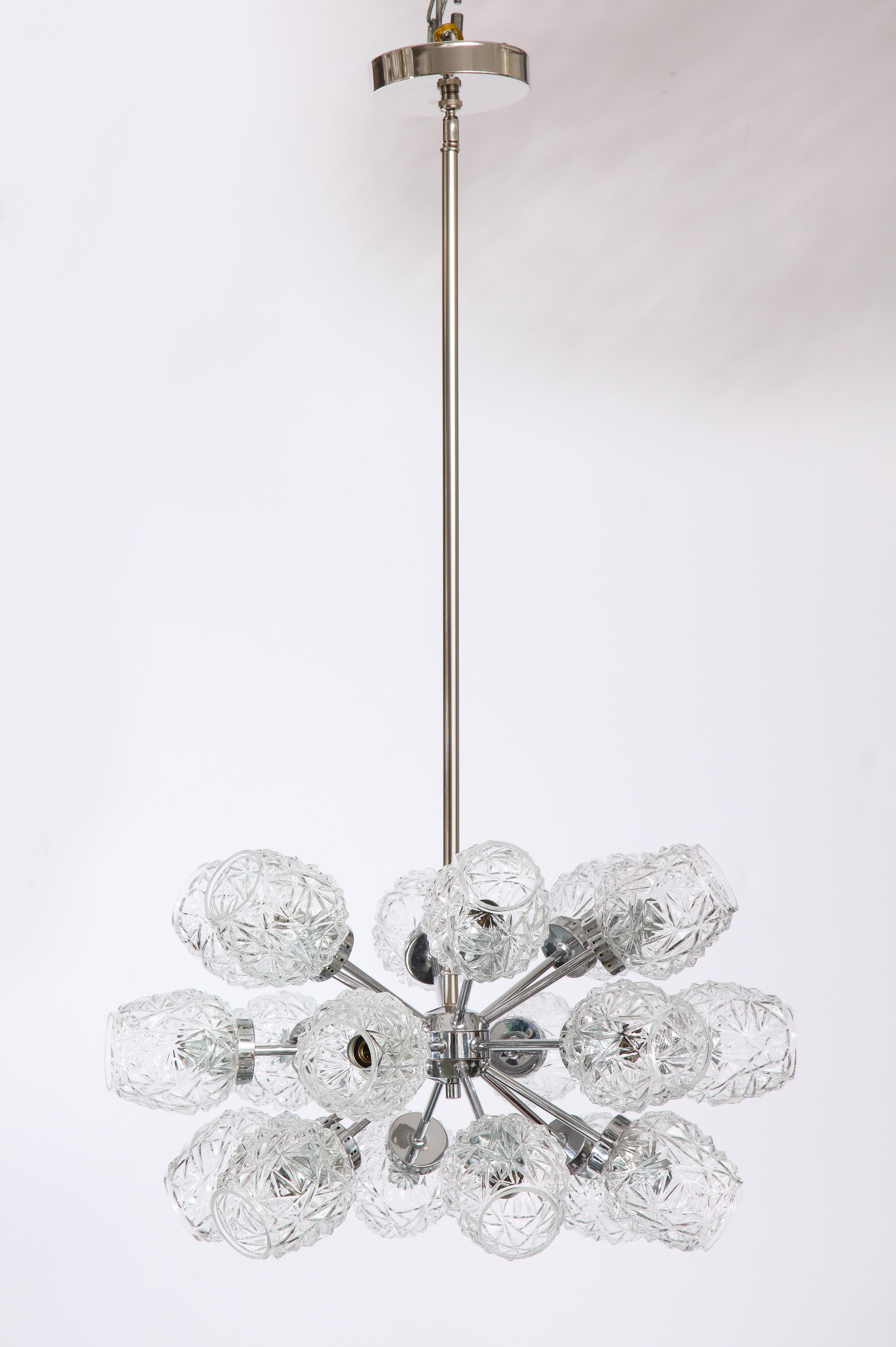 Eighteen Cut Glass Globe Chandelier For Sale 2