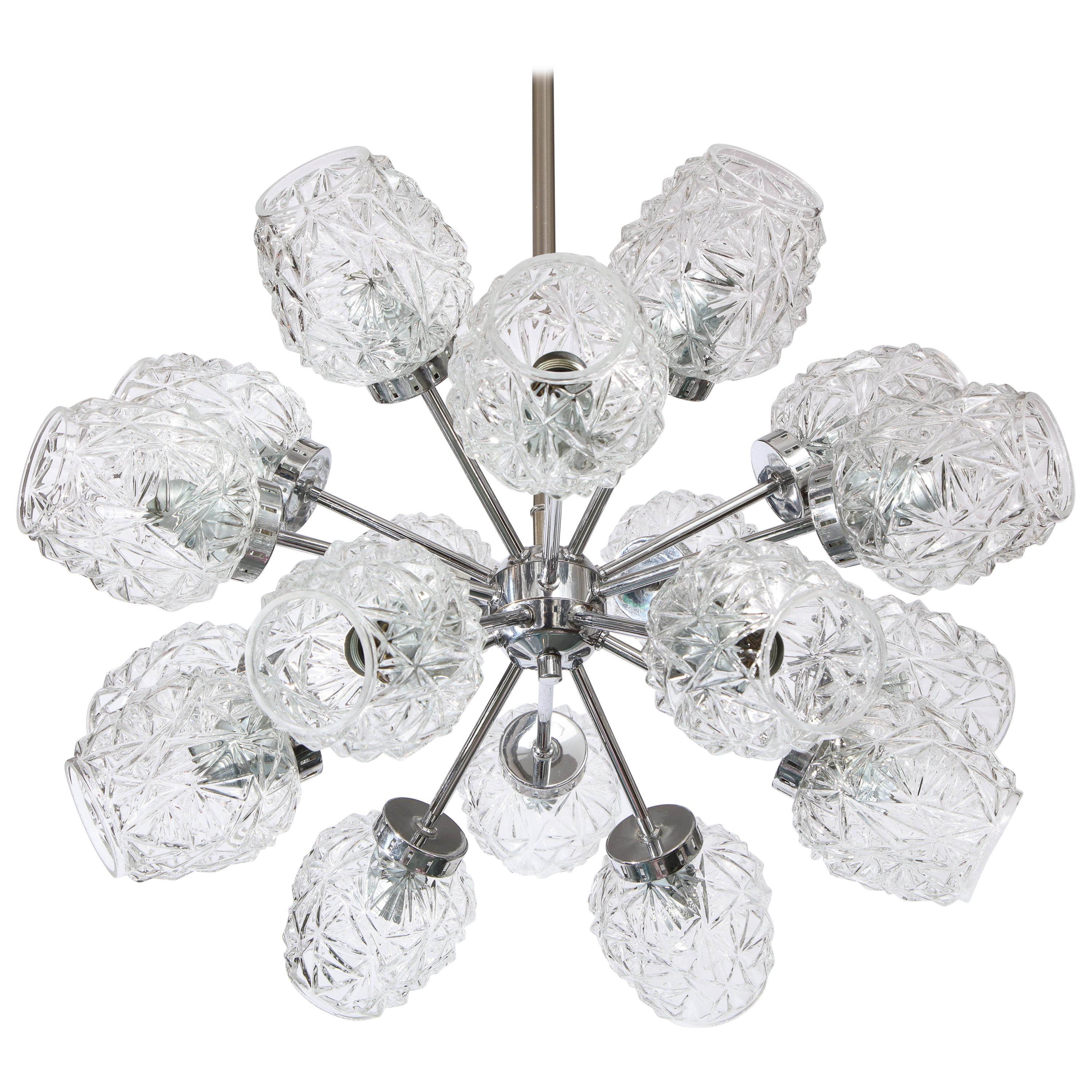 Eighteen Cut Glass Globe Chandelier