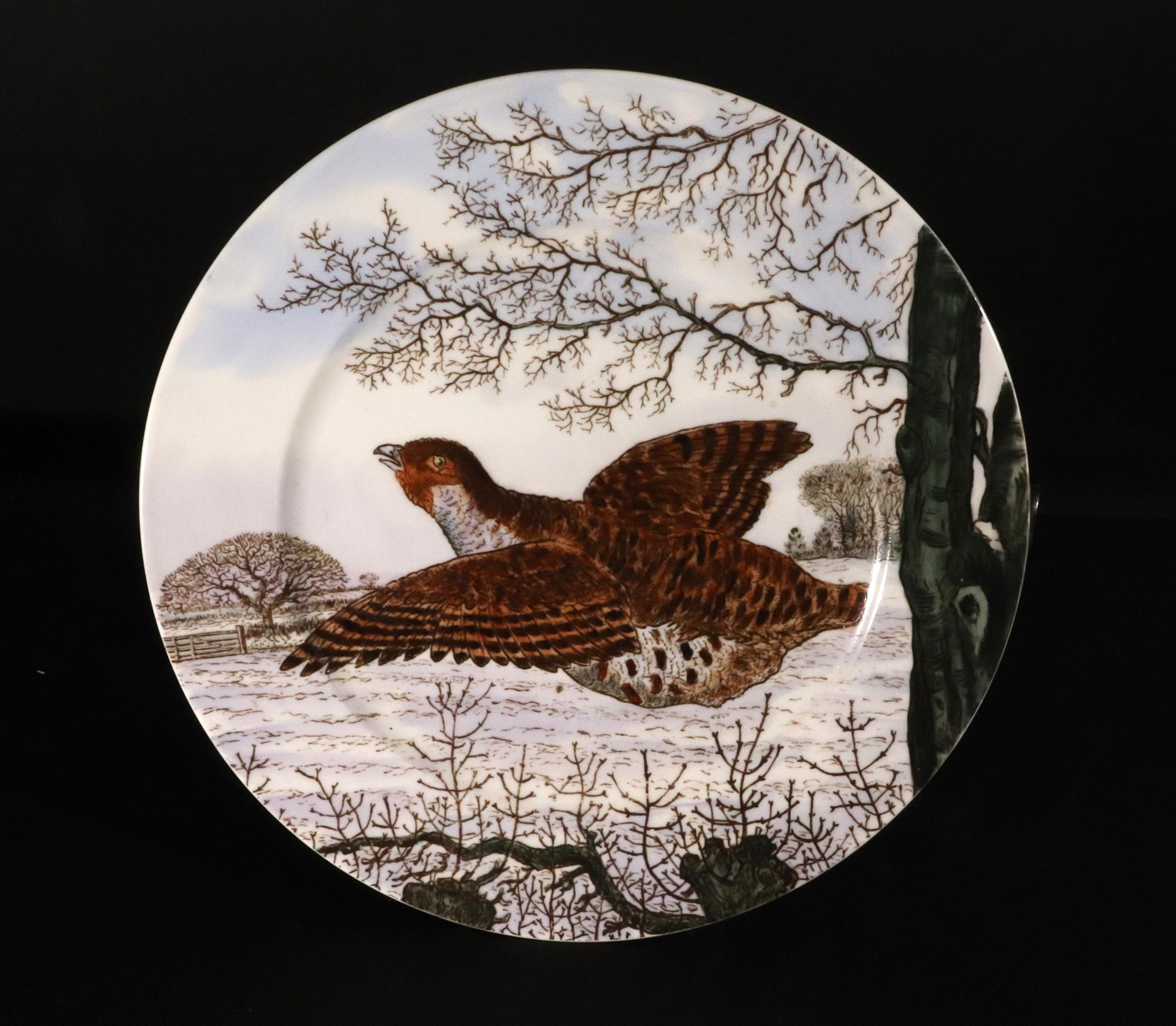Eighteen English Porcelain Game Bird Plates, Designed by Edward Kennard 14