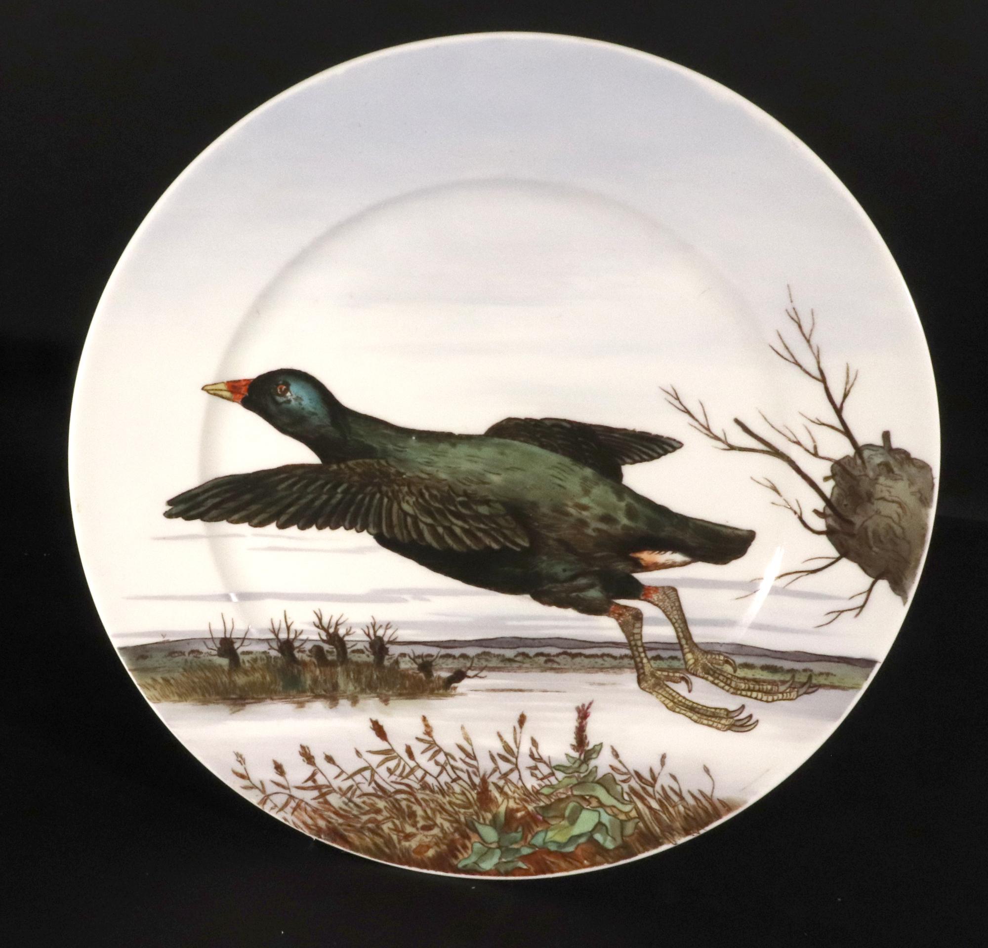 Victorian Eighteen English Porcelain Game Bird Plates, Designed by Edward Kennard