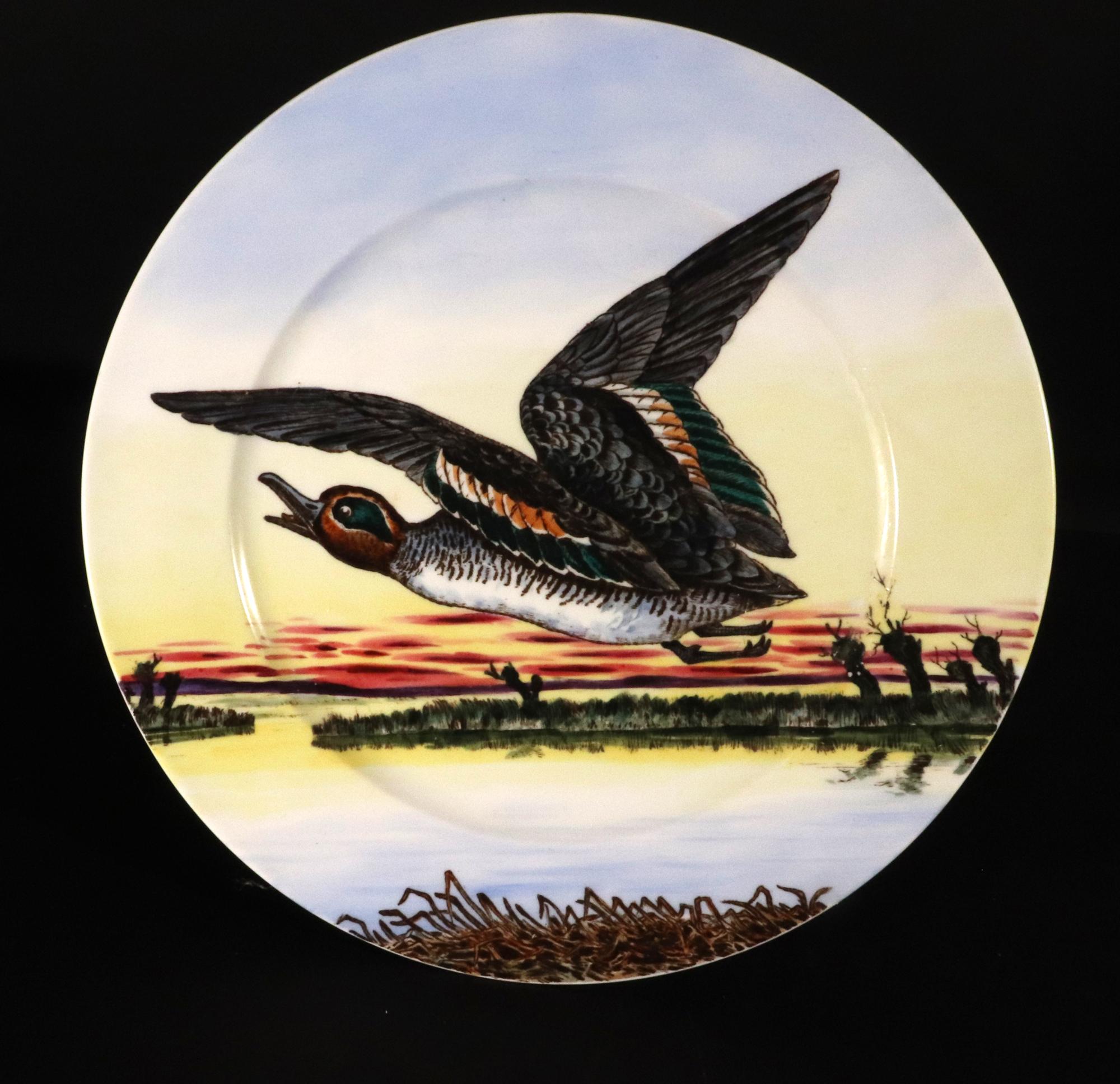 Eighteen English Porcelain Game Bird Plates, Designed by Edward Kennard 1