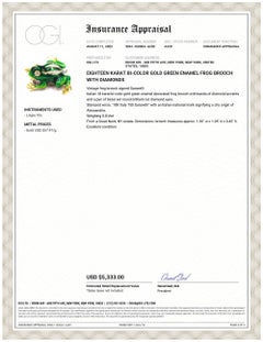 Dix-huit broches grenouilles en or jaune et blanc et émail vert avec diamants