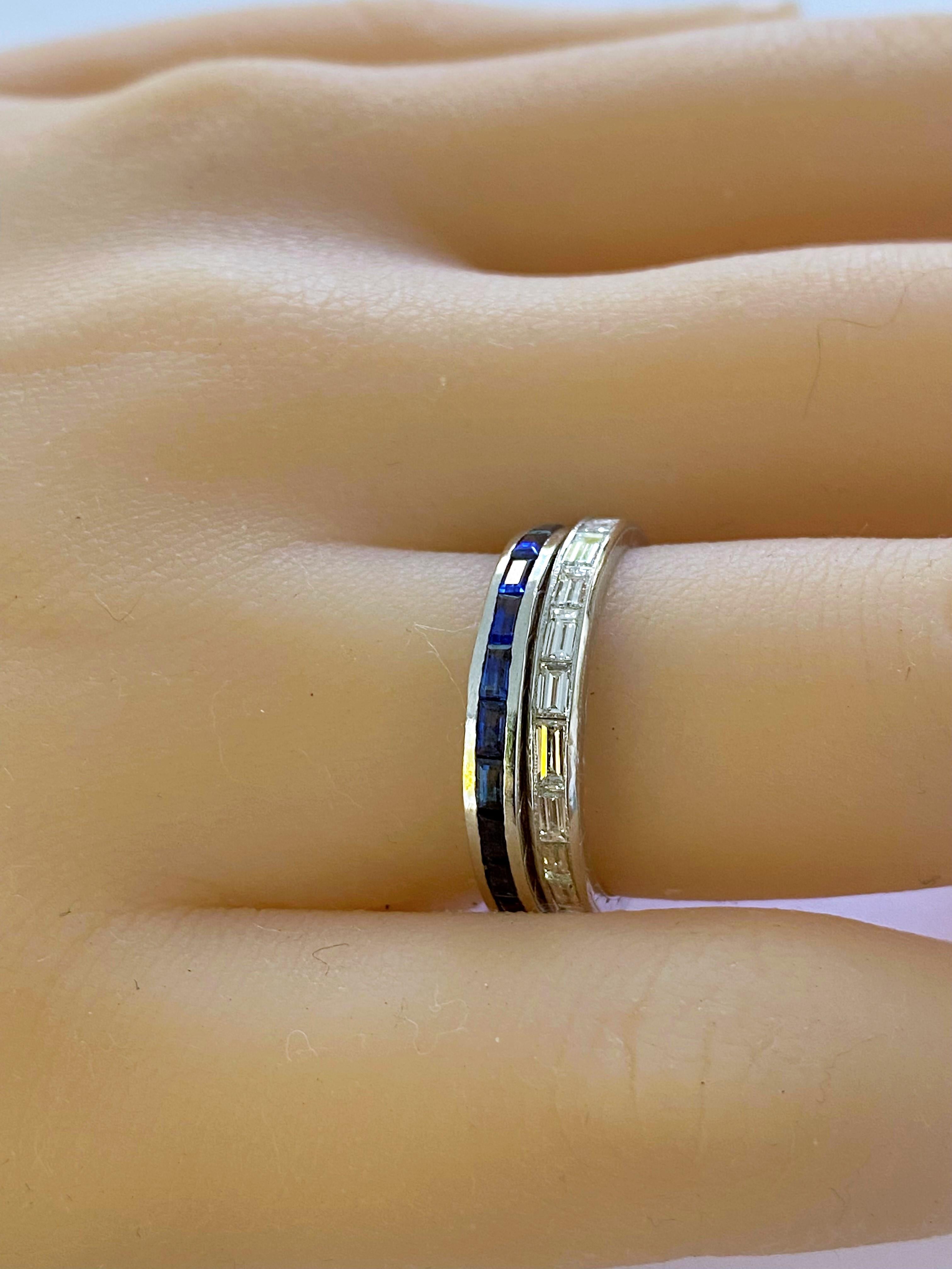 Eighteen Karat Gold Baguette Sapphire Eternity Engraved Band Weighing 1.65 Carat In New Condition In New York, NY