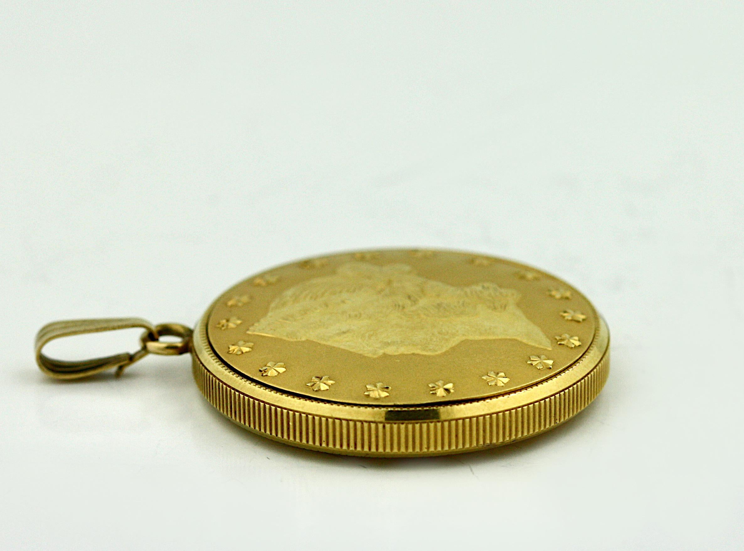 Montre en forme de pièce de monnaie en or 18 carats en vente 2