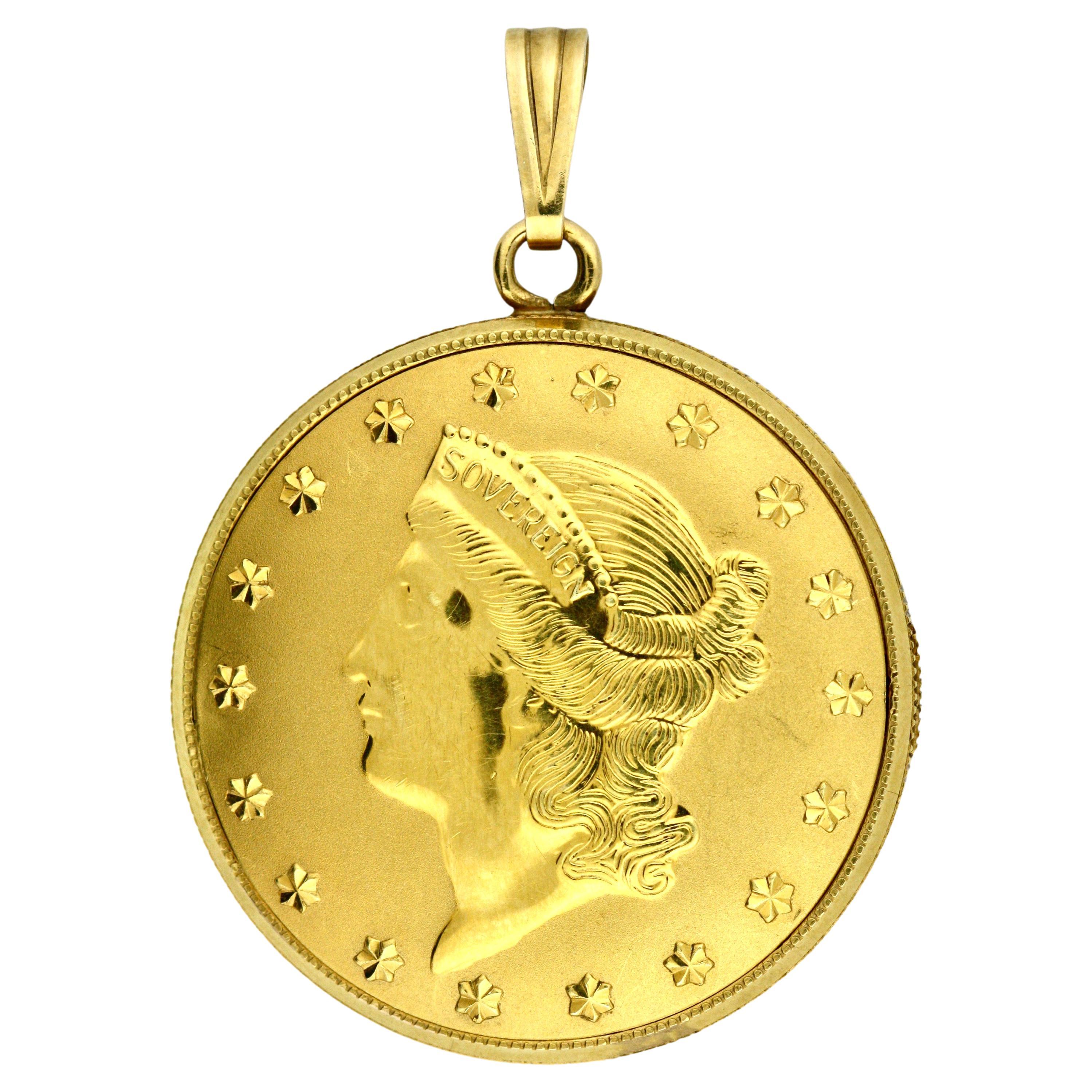 Montre en forme de pièce de monnaie en or 18 carats en vente