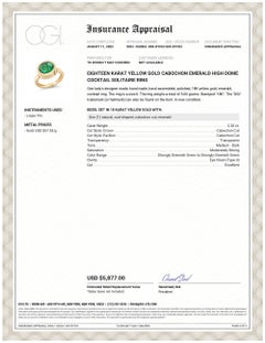 Eighteen Karat Gold Colombia Cabochon Emerald 2.20 Carat Cocktail Solitaire Ring