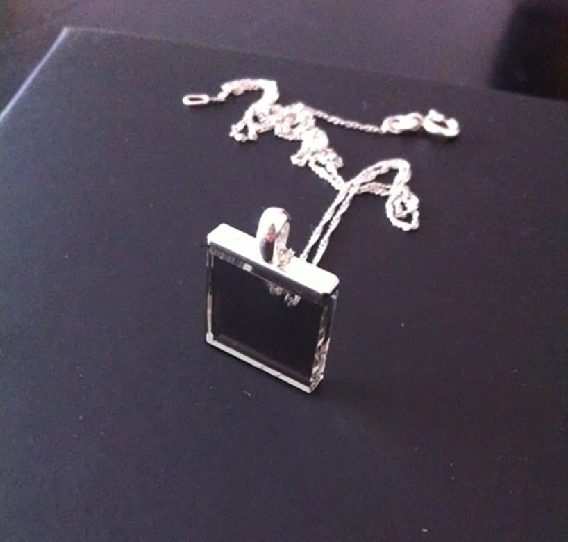Women's or Men's Eighteen Karat Gold Contemporary Ink Pendant Necklace with Smoky Quartz For Sale