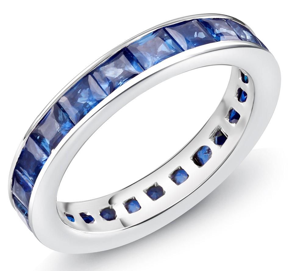 Princess Cut Eighteen Karat Gold Princess Sapphire Eternity Ring Weighing 4.60 Carat