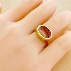 Eighteen Karat Gold Ring with Antique Agate Intaglio from Roman Period