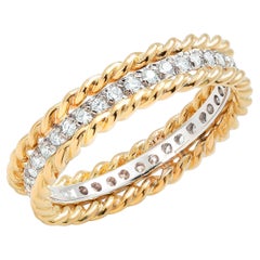 Eighteen Karat Multi Color Gold Diamond Eternity 5 Millimeter Wide Band Size 6