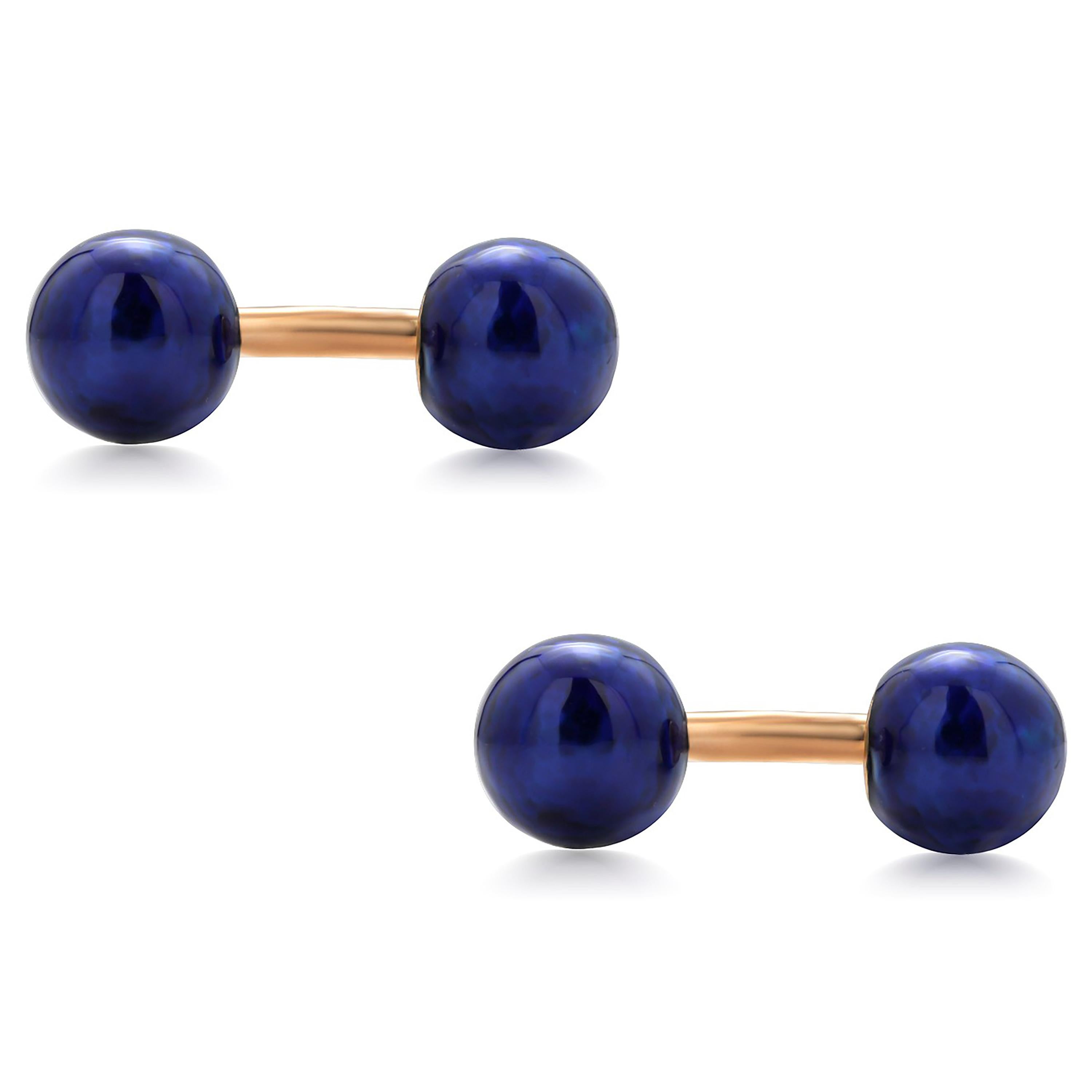 Eighteen Karat Rose Gold and Deep Blue Enamel Cufflinks In Excellent Condition In New York, NY