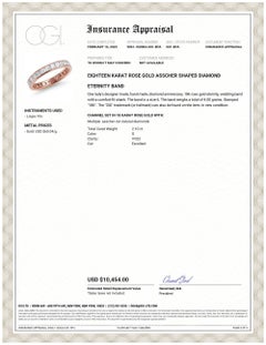 Eighteen Karat Rose Gold Asscher Shaped Diamond Eternity Band Finger Size 6