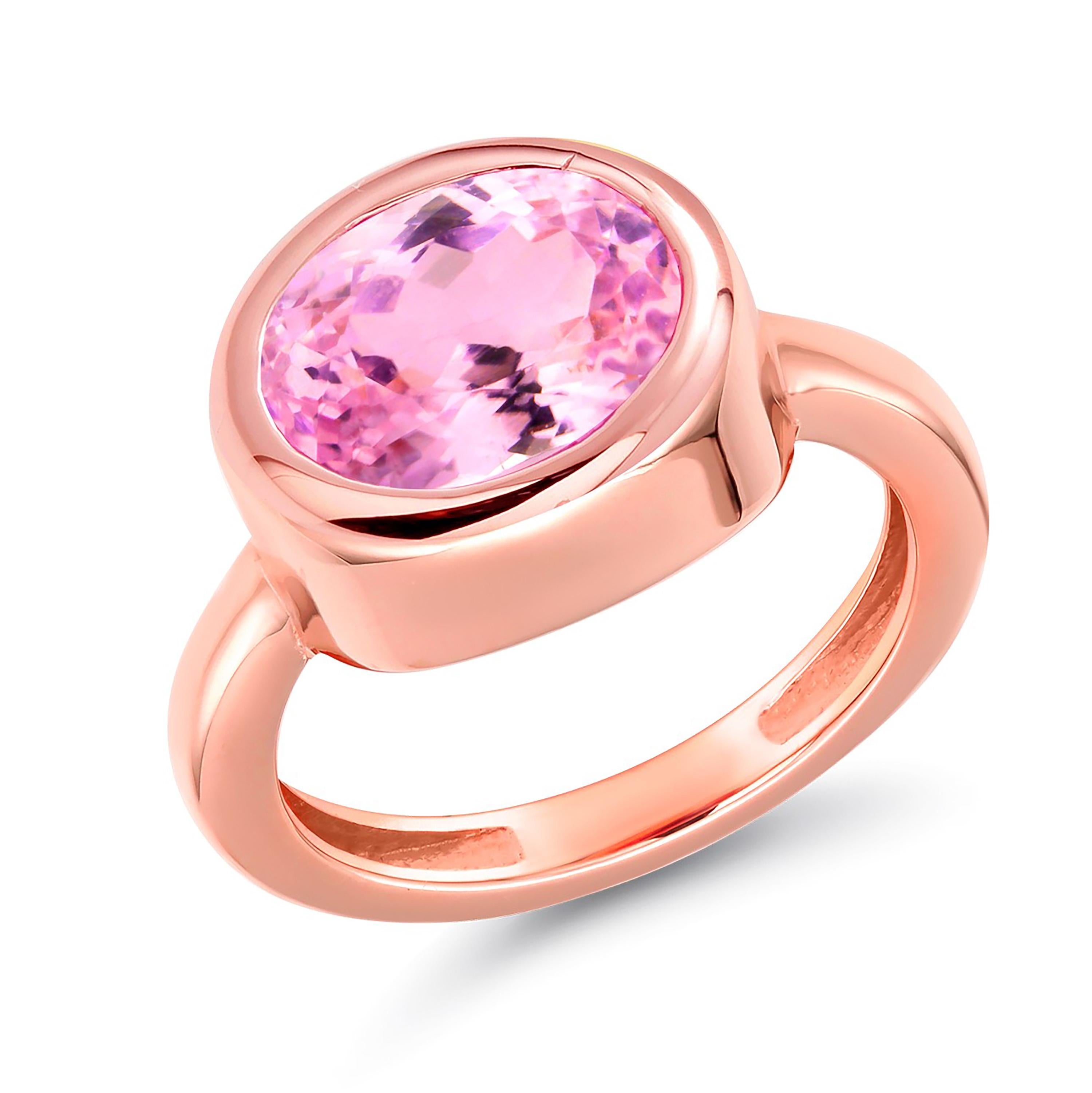Oval Cut Eighteen Karat Rose Gold Ceylon Pink Sapphire High Dome Cocktail Solitaire Ring