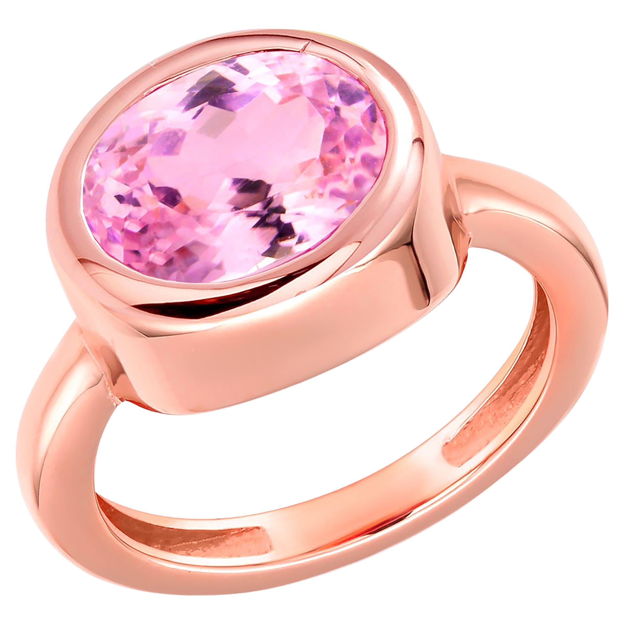 Eighteen Karat Rose Gold Ceylon Pink Sapphire High Dome Cocktail Solitaire Ring