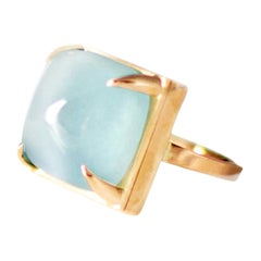 Eighteen Karat Rose Gold Cocktail Fashion Ring with Sugarloaf Chalcedony