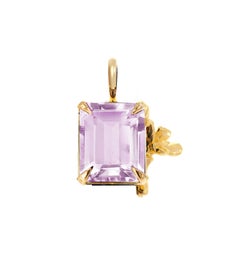 Eighteen Karat Rose Gold Contemporary Daffodil Rose Quartz Pendant Necklace