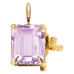 Eighteen Karat Rose Gold Contemporary Daffodil Rose Quartz Pendant Necklace