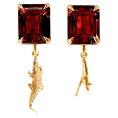 Eighteen Karat Rose Gold Contemporary Earrings with Rubies