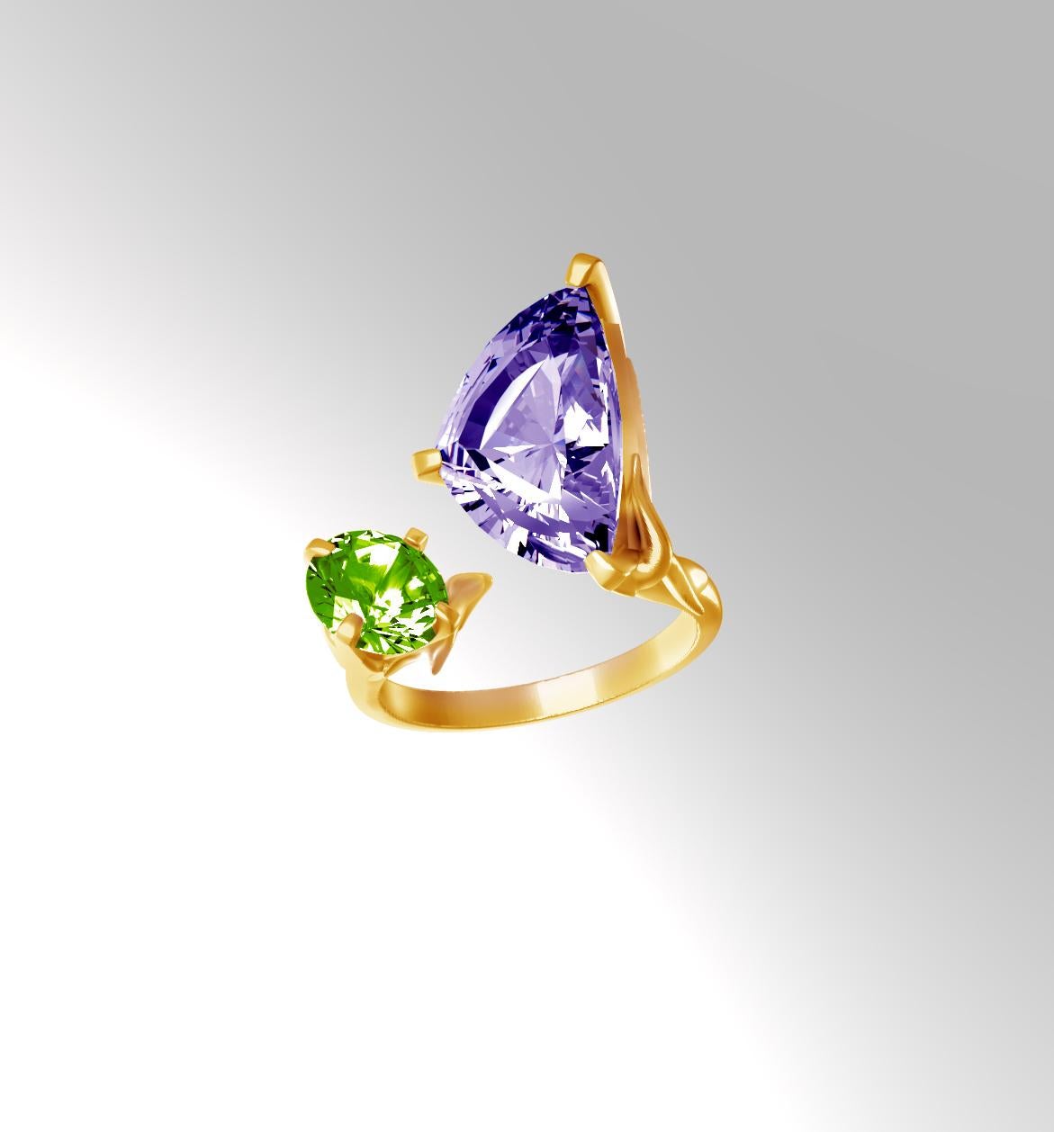 Eighteen Karat Rose Gold Contemporary Fashion Ring with Amethyst In New Condition For Sale In Berlin, DE
