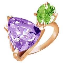 Eighteen Karat Rose Gold Contemporary Fashion Ring with Amethyst