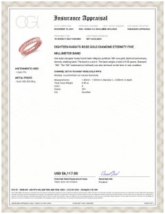 Eighteen Karat Rose Gold Diamond 0.50 Carat Eternity Five Millimeter Band Size 6