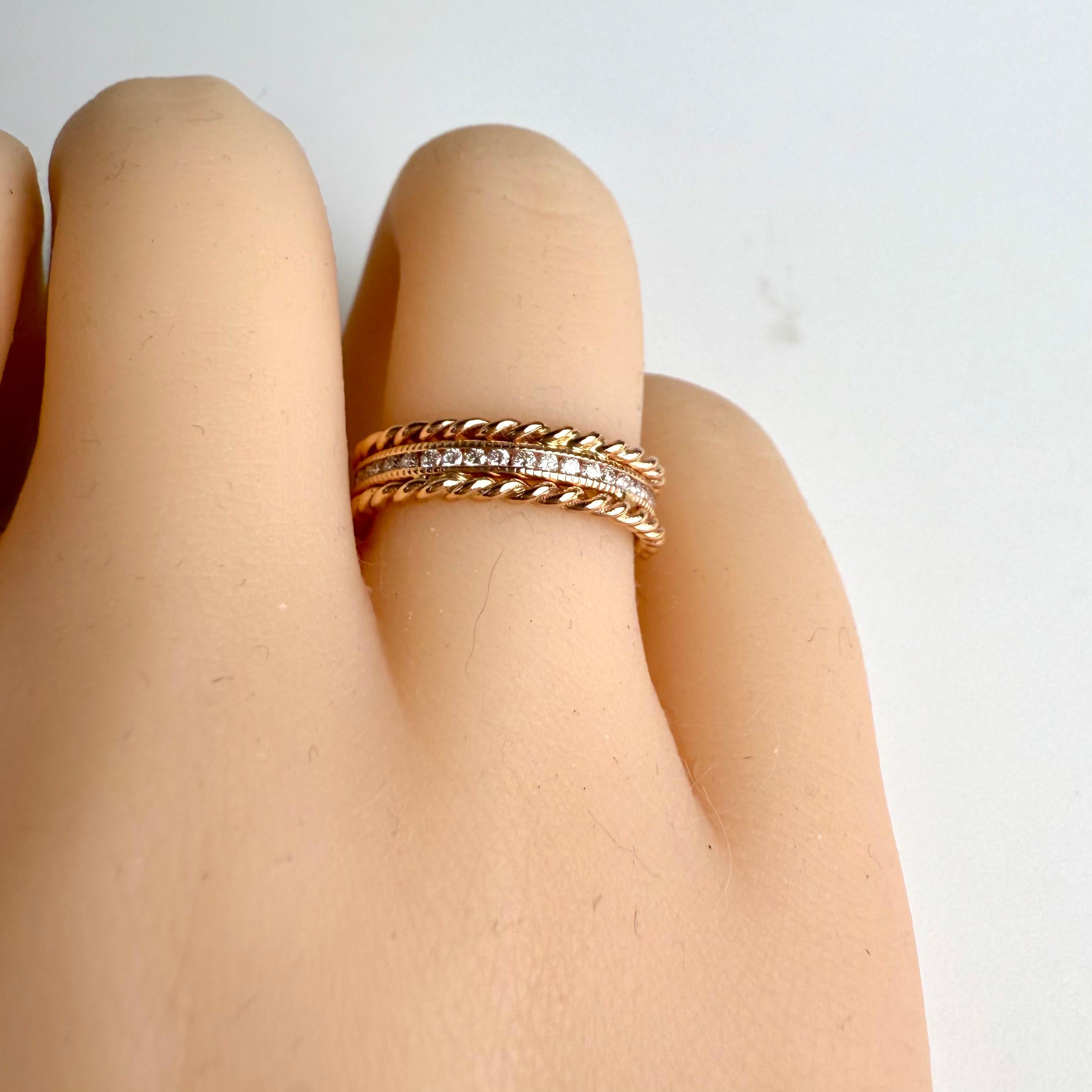 Brilliant Cut Eighteen Karat Rose Gold Diamond 0.50 Carat Eternity Five Millimeter Band Size 6 For Sale