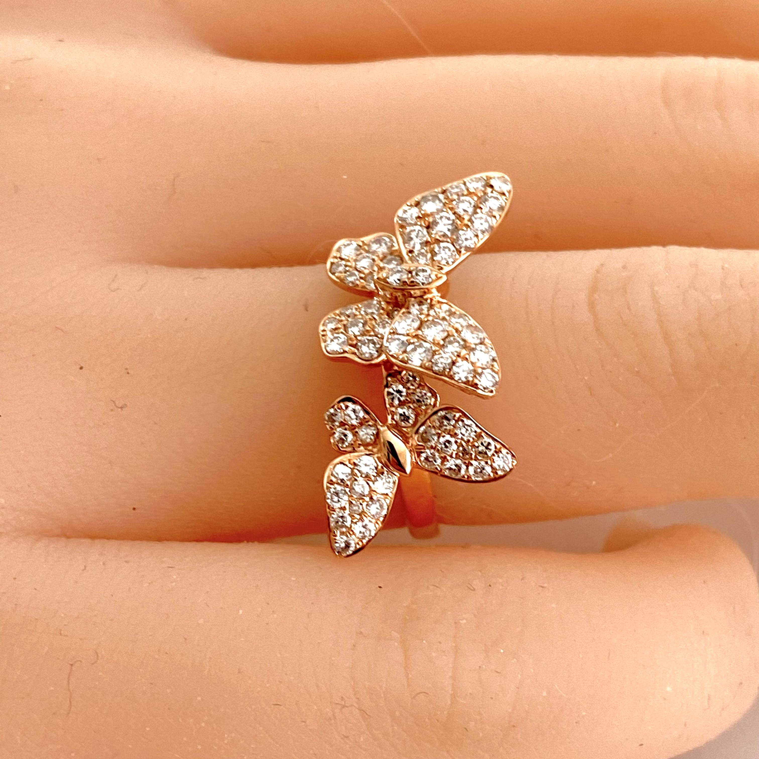 achtzehn Karat Roségold Diamant-Schmetterlingsring 1